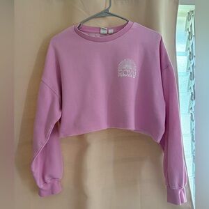 Roxy Light Pink Cropped Crewneck Sweatshirt